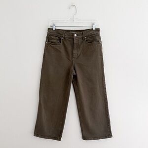 LOFT The Wide Leg Pant Olive Green Cropped Utility Style Women's Size 6P